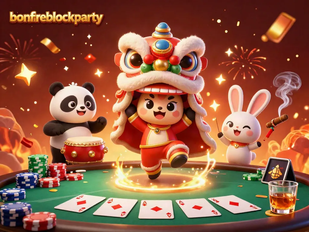 Join the excitement at bonfireblockparty with lively casino gaming elements and festive characters!
