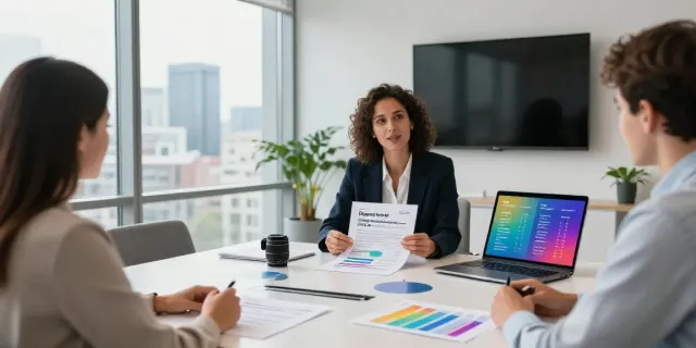 Consultation on deposito rente Nederland in a financial office setting